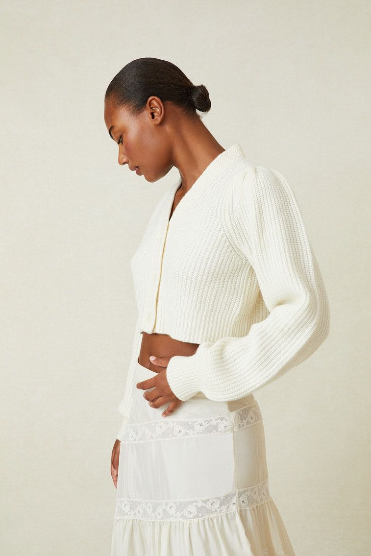 Avignon Crop Cardigan- Ivory sold by LoveShackFancy product image thumbnail 3