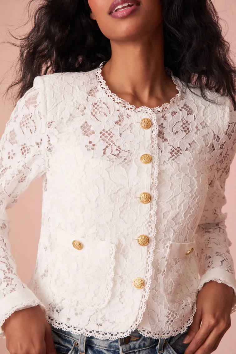 ジャケット・アウター tulle pattern sheer jacket IVORY ジャケット・アウター tulle pattern sheer jacket IVORY White