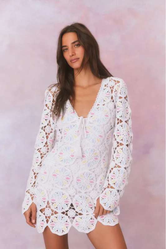 Poemes Multi Colored Crochet Mini Dress sold by LoveShackFancy