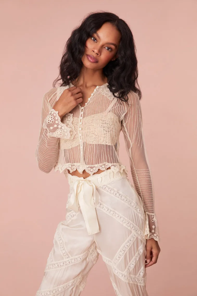 Koto Long Sleeve Sheer Blouse sold by LoveShackFancy product image thumbnail 2