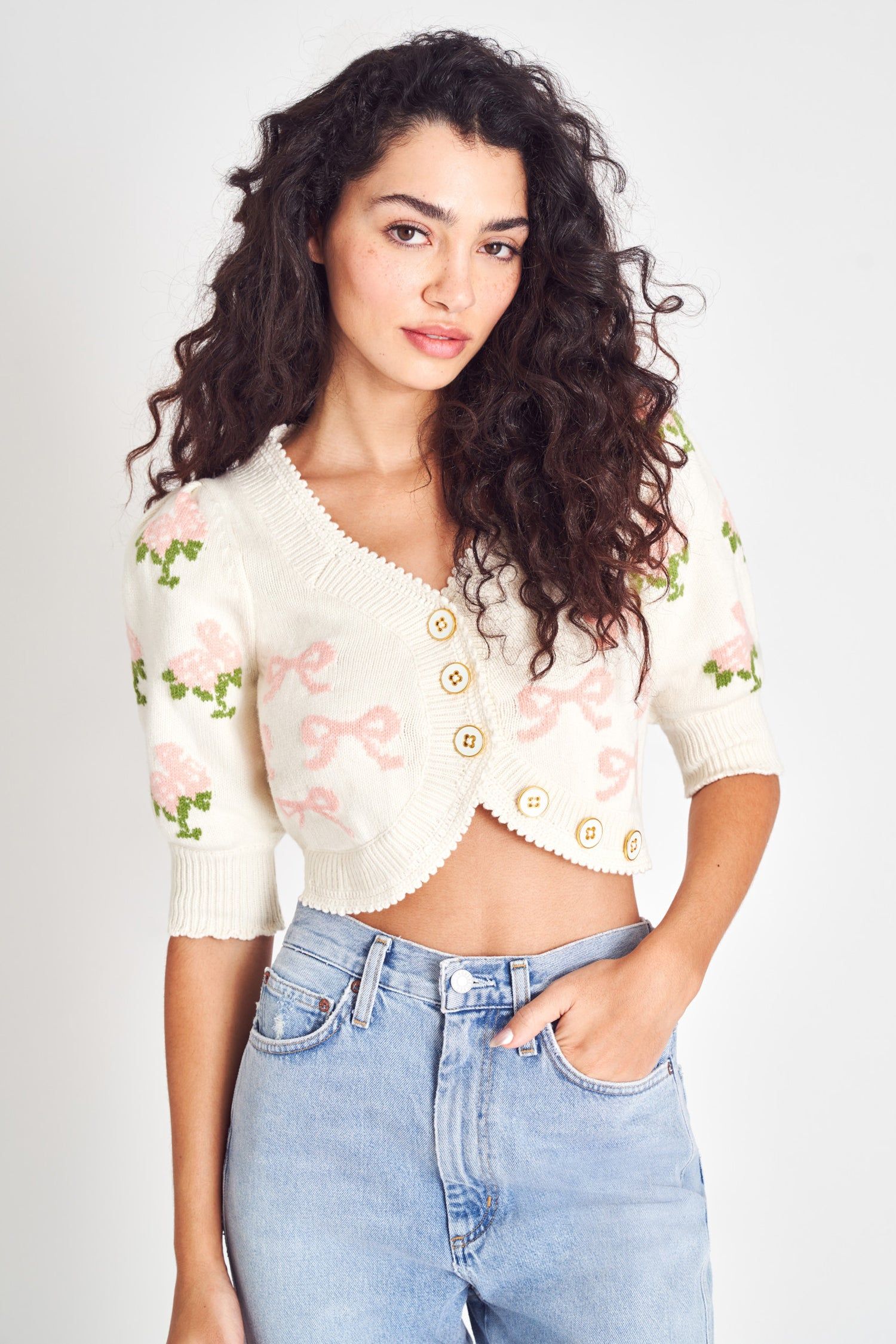 Malibu Crop Cardigan sold by LoveShackFancy