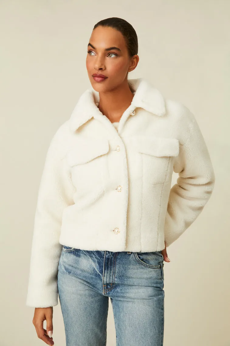 Musica Shearling Jacket sold by LoveShackFancy