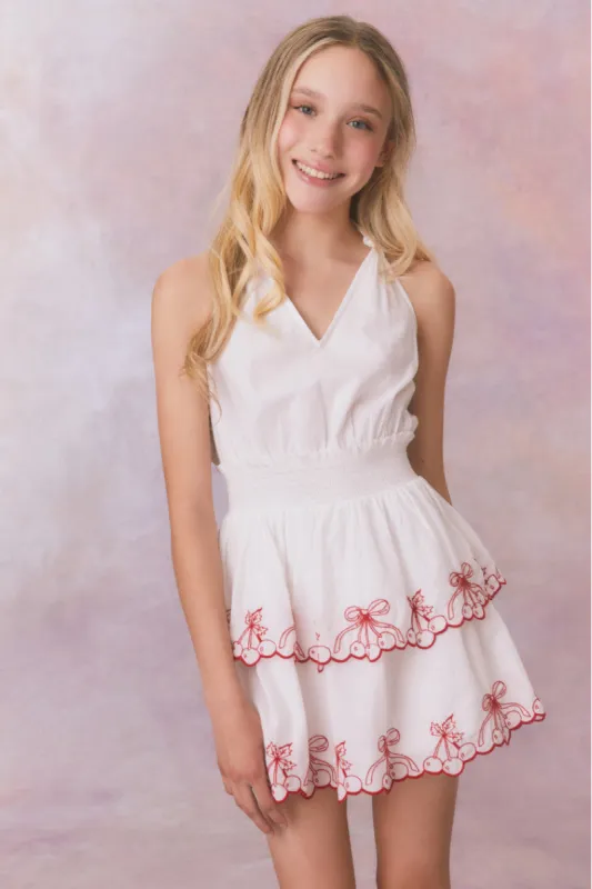 Girls Romille Cherry Embroidered Cotton Dress sold by LoveShackFancy