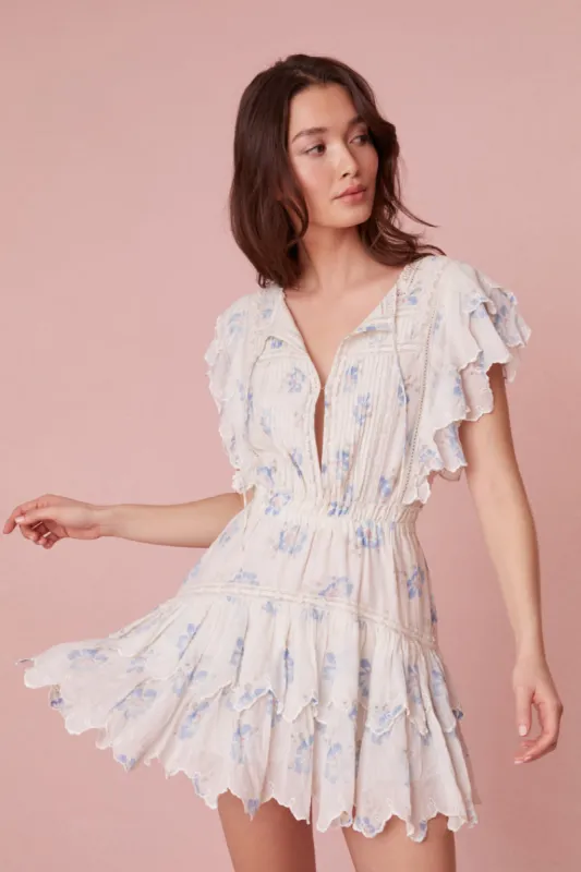 Darryl Flutter Sleeve Floral Mini Dress sold by LoveShackFancy