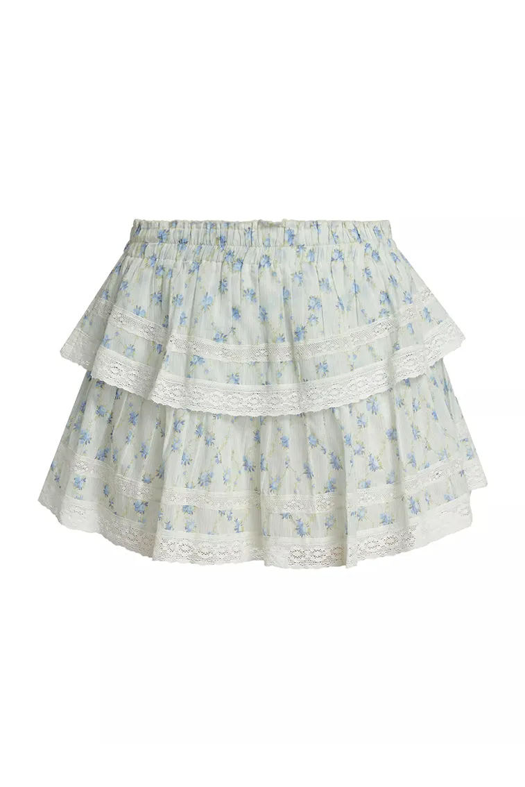 Ruffle Mini Dainty Floral Cotton Skirt - ANGEL FALLS sold by LoveShackFancy