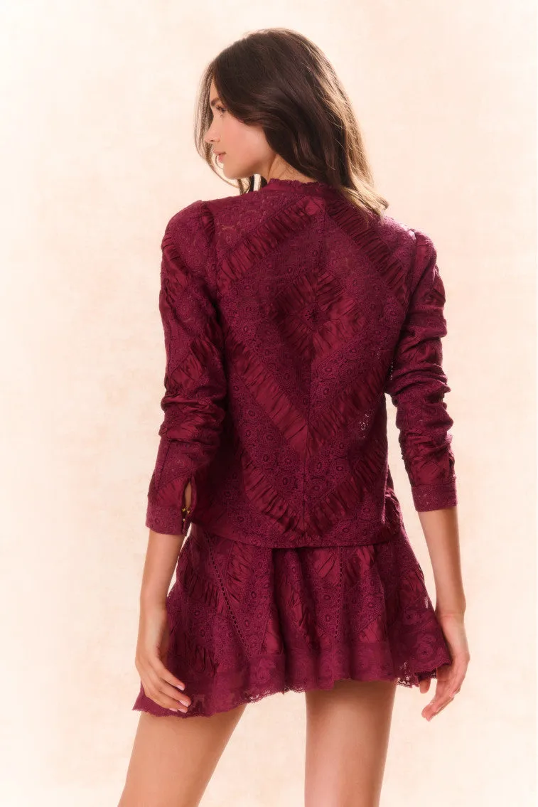 Isaline Button Down Lace Top - OXBLOOD sold by LoveShackFancy product image thumbnail 4
