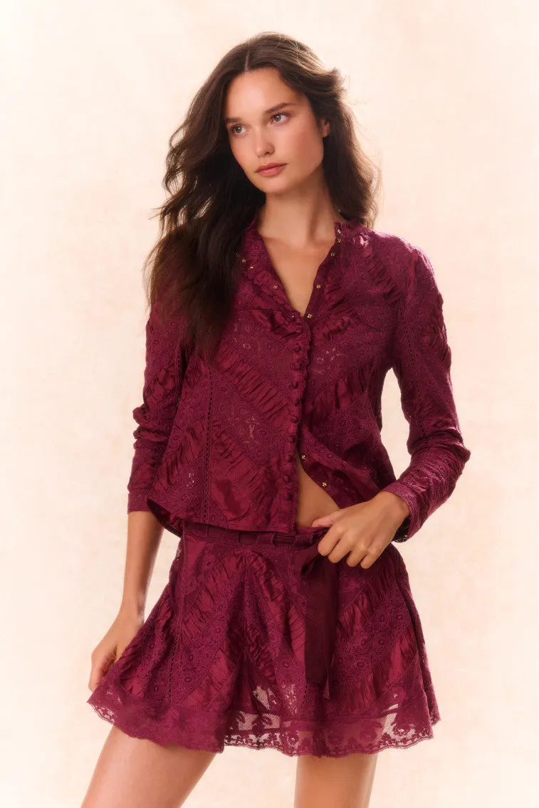 Isaline Button Down Lace Top - OXBLOOD sold by LoveShackFancy product image thumbnail 2