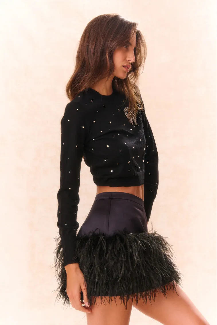 Viviette Feather Mini Skirt - BLACK sold by LoveShackFancy product image thumbnail 4