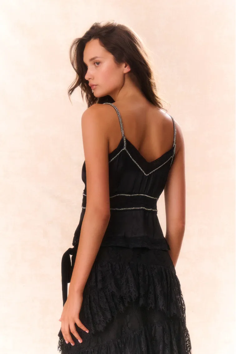 Laticia Embellished Satin Top - BLACK sold by LoveShackFancy product image thumbnail 5