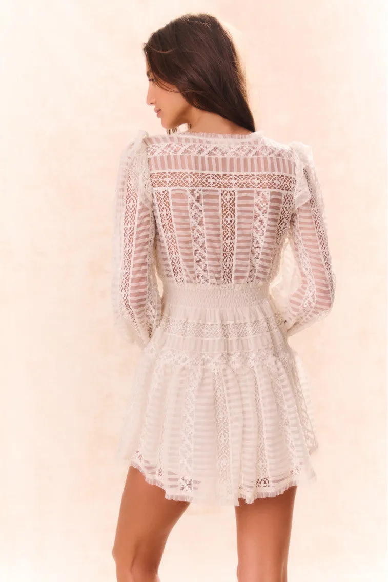 Alonsa Lace-Detailed Mini Dress - CREAM sold by LoveShackFancy product image thumbnail 5