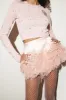 Viviette Feather Mini Skirt sold by LoveShackFancy