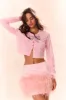 Viviette Feather Mini Skirt sold by LoveShackFancy