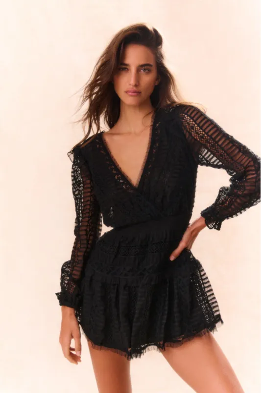 Alonsa Lace-Detailed Mini Dress sold by LoveShackFancy
