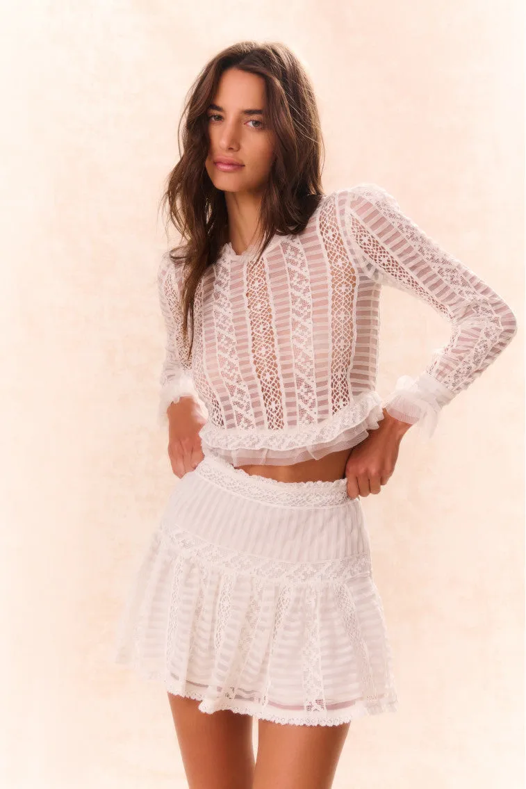 Rubyanne Crochet Lace Mini Skirt sold by LoveShackFancy