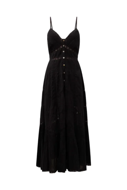 Esilda Cotton Midi Dress - BLACK sold by LoveShackFancy