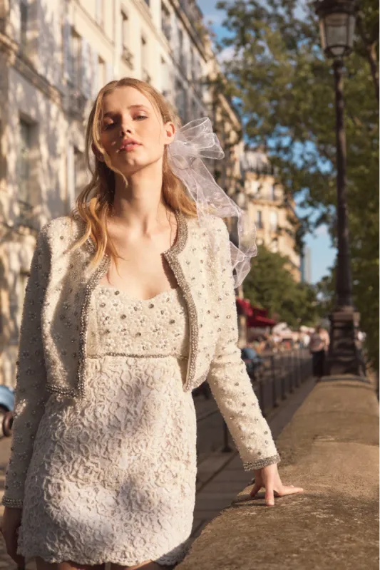 Cosmos Beaded Cropped Jacket sold by LoveShackFancy