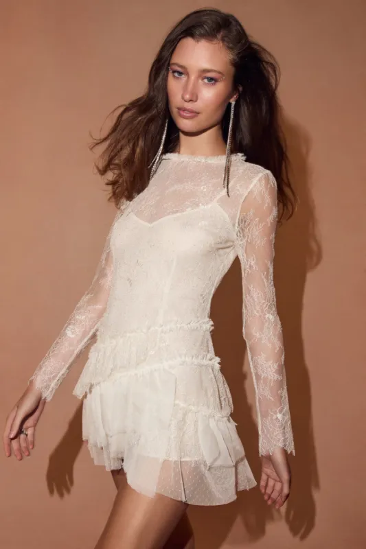 Amberleigh Lace Mini Dress - IVORY sold by LoveShackFancy