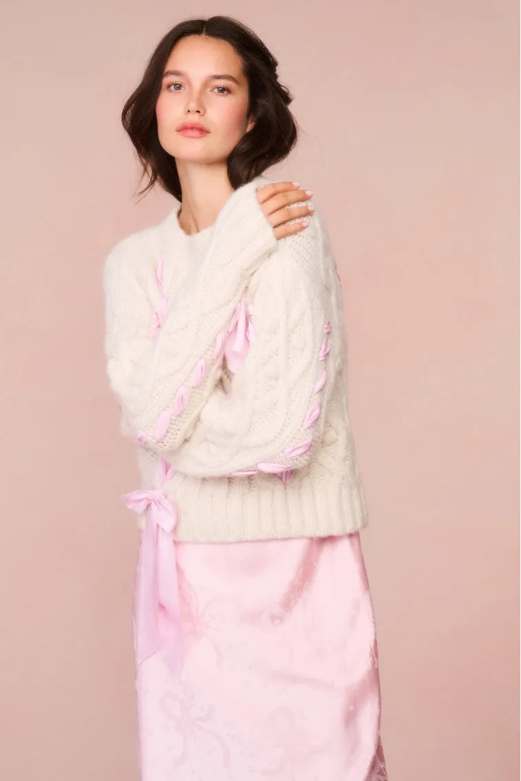 Parson Alpaca-Blend Ribbon Pullover - ICY BLUSH sold by LoveShackFancy product image thumbnail 3