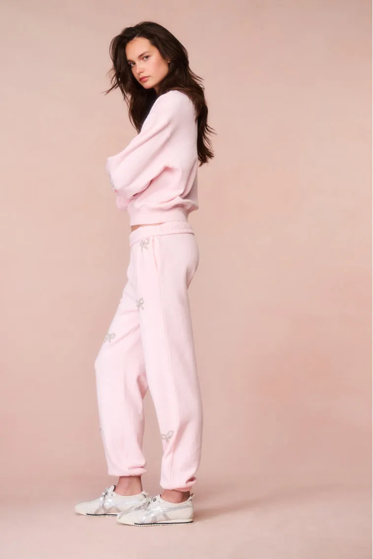 Lillia Crystal Bow Fleece Sweatpant sold by LoveShackFancy product image thumbnail 3