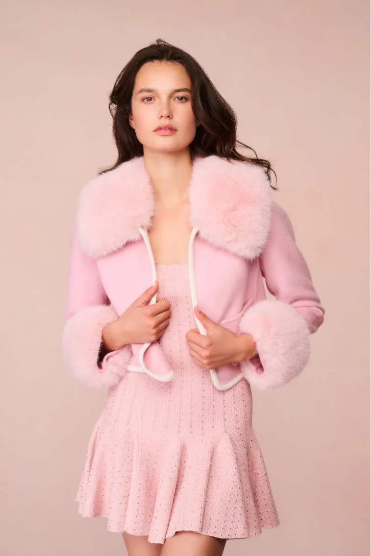 Caprina Wool-Cashmere Faux Fur Jacket sold by LoveShackFancy product image thumbnail 3