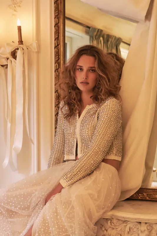 Tracey Sequin Cropped Cardigan sold by LoveShackFancy