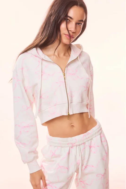 Pierra Cotton Cropped Bow Hoodie sold by LoveShackFancy