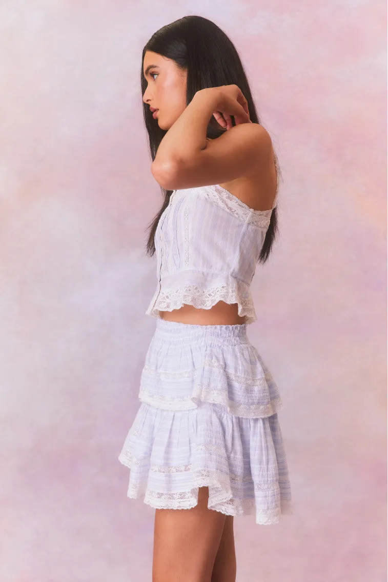 Ruffle Mini Stripe Cotton Skirt sold by LoveShackFancy product image thumbnail 5