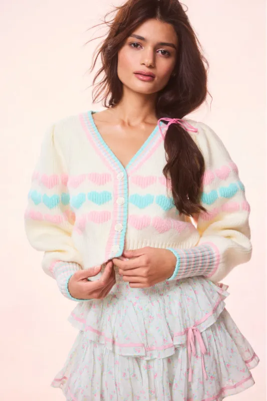 Buena Re-Edition Heart Knit Cardigan sold by LoveShackFancy