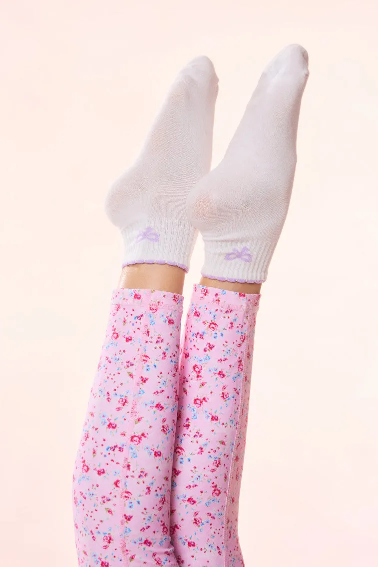 Doyenne Cotton Bow Ankle Socks - LILAC sold by LoveShackFancy