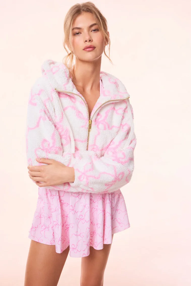 Darcelle Bow Print Teddy Bomber sold by LoveShackFancy product image thumbnail 2