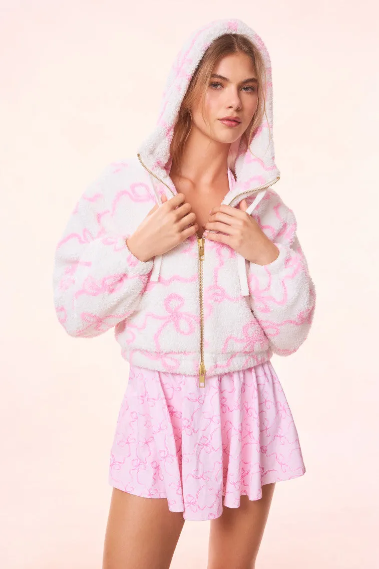 Darcelle Bow Print Teddy Bomber sold by LoveShackFancy product image thumbnail 4