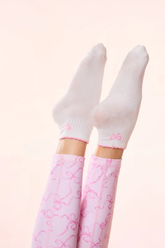 Doyenne Cotton Bow Ankle Socks sold by LoveShackFancy