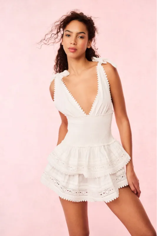 Soira Heart Eyelet Lace Mini Dress made by LoveShackFancy