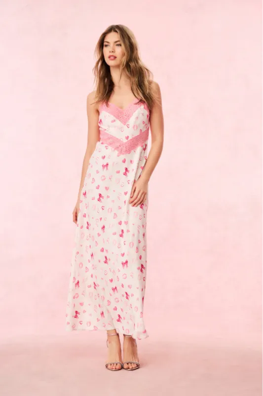 Serita Bow & Kiss Print Maxi Dress sold by LoveShackFancy