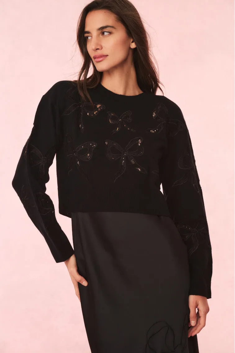 Parson Bow Print Pullover - BLACK sold by LoveShackFancy