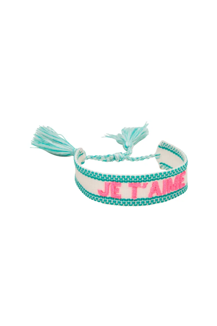 JE T'AIME Woven Bracelet sold by LoveShackFancy