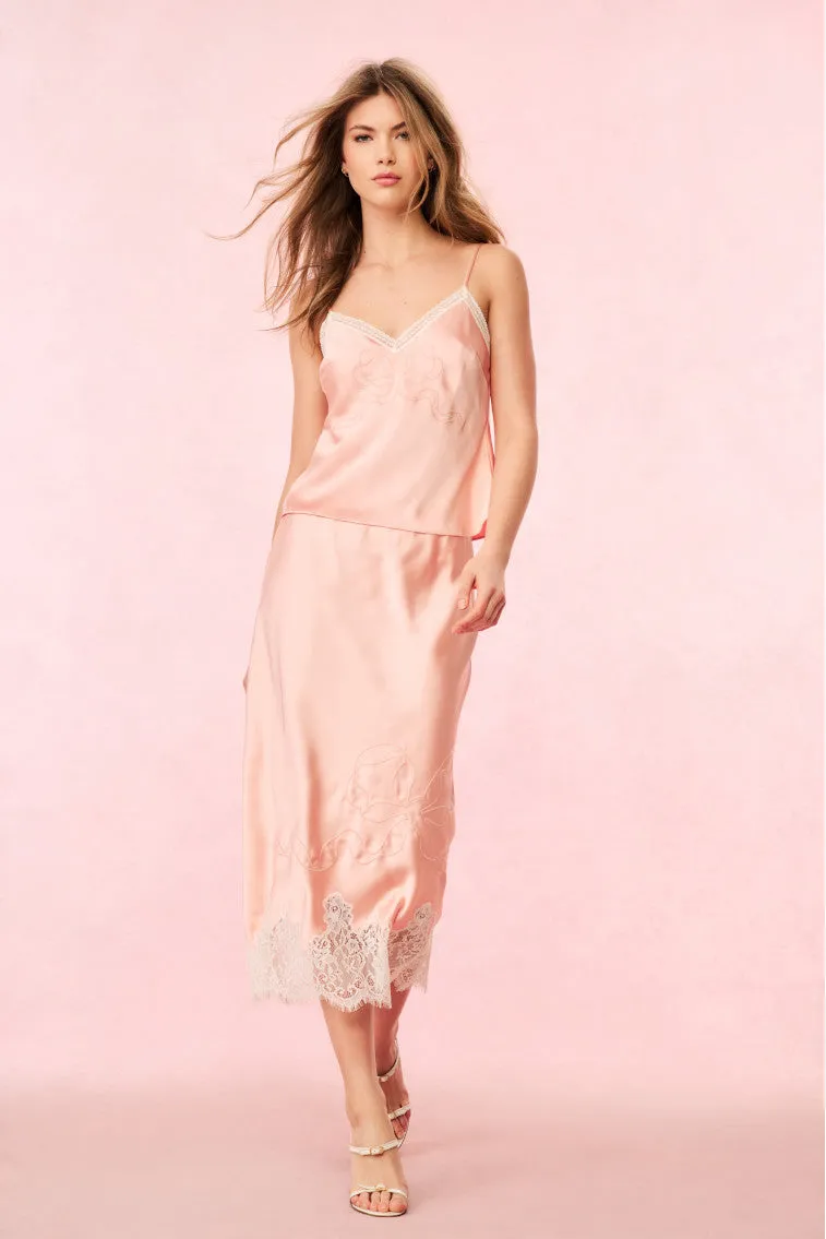 Malina Satin Midi Slip Skirt sold by LoveShackFancy product image thumbnail 3