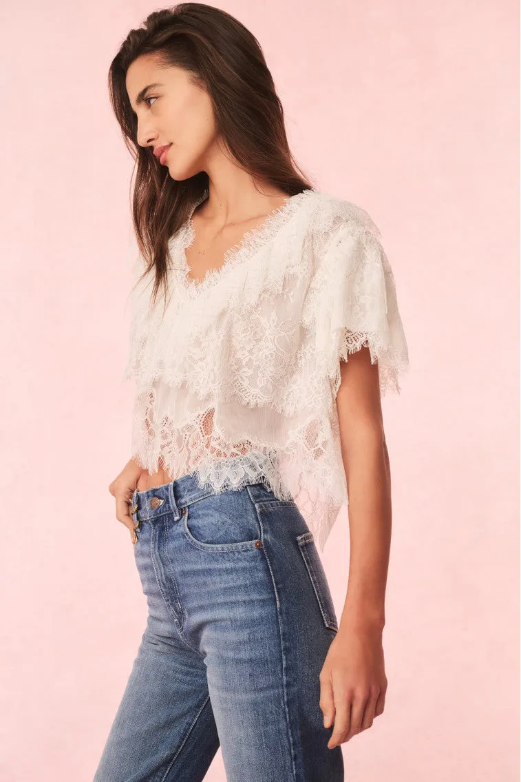 Vienne Lace Chiffon Top sold by LoveShackFancy product image thumbnail 4