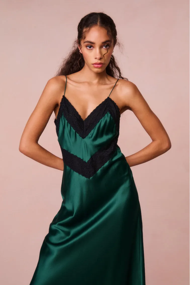 Serita Lace-Trimmed Maxi Dress - EMERALD GREEN sold by LoveShackFancy product image thumbnail 2