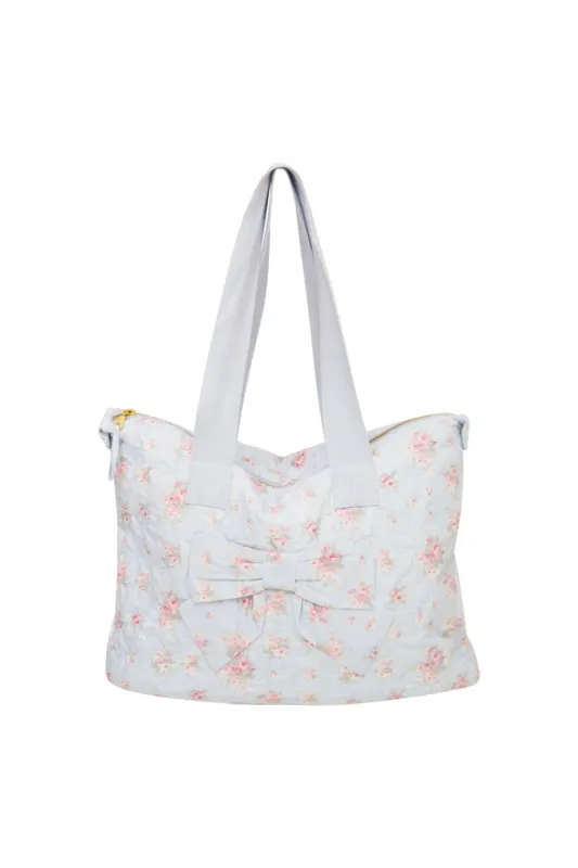 Oran Blue Floral Weekender Bag sold by LoveShackFancy