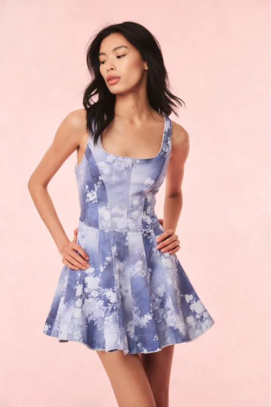 Piero Floral Denim Mini Dress made by LoveShackFancy