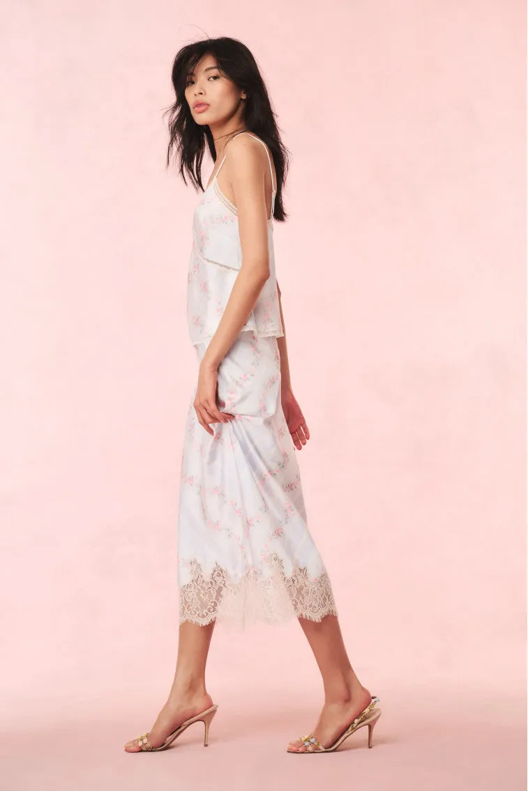 Malina Satin Floral Midi Slip Skirt sold by LoveShackFancy product image thumbnail 3