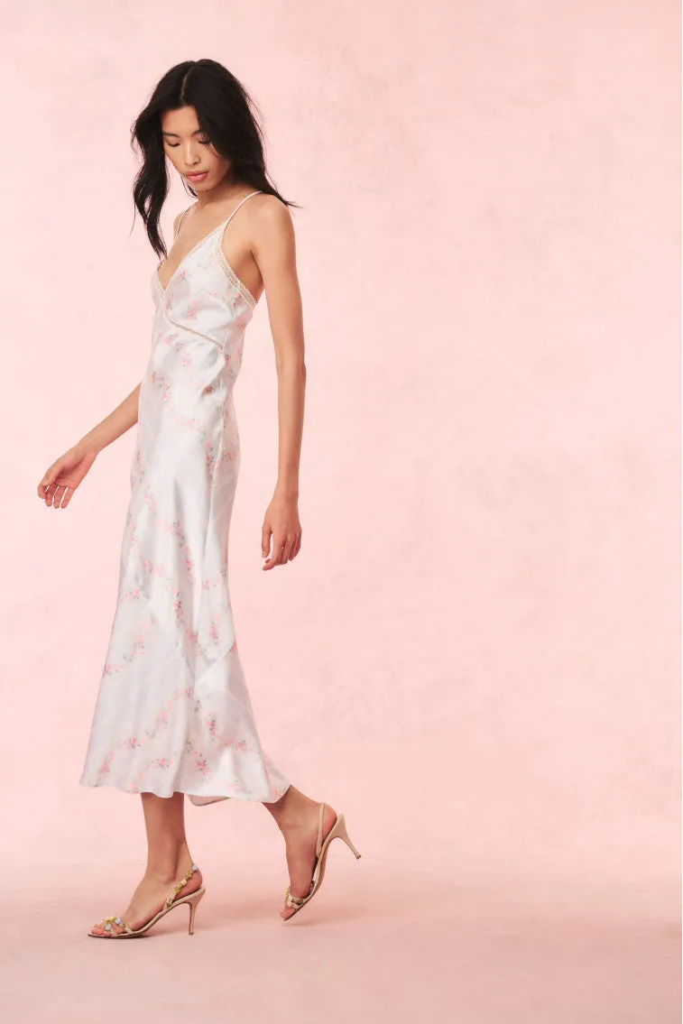 Ermon Satin Floral Slip Dress sold by LoveShackFancy product image thumbnail 3