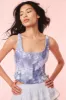 Emika Floral Denim Bustier Top sold by LoveShackFancy