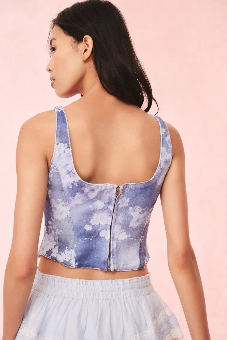 Emika Floral Denim Bustier Top sold by LoveShackFancy product image thumbnail 5