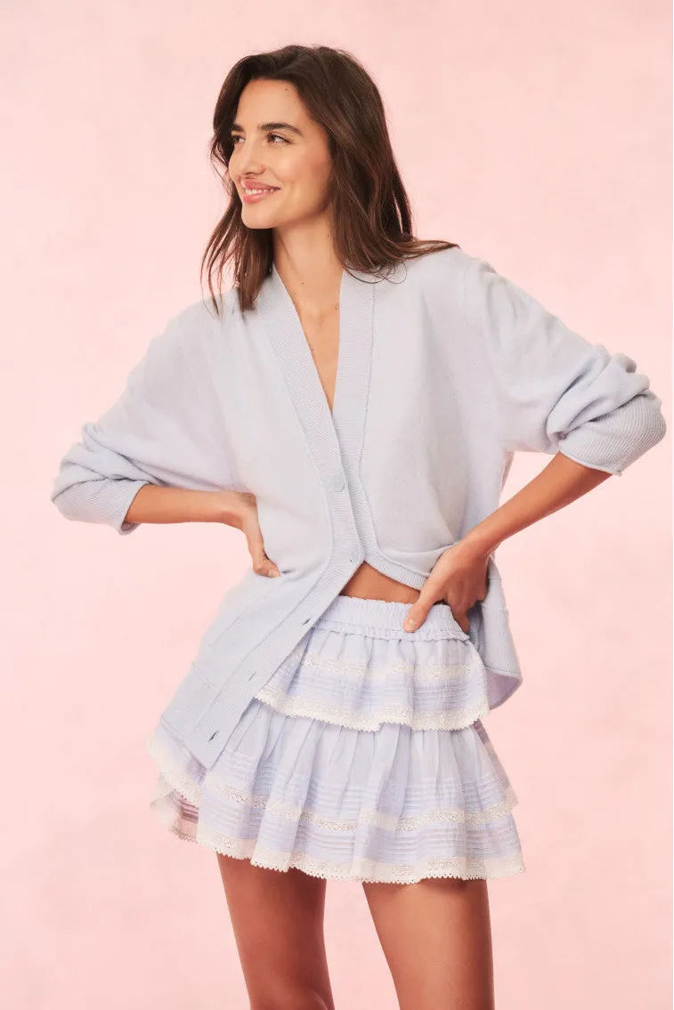 Ruffle Mini Blue Lace-Trimmed Skirt sold by LoveShackFancy product image thumbnail 2