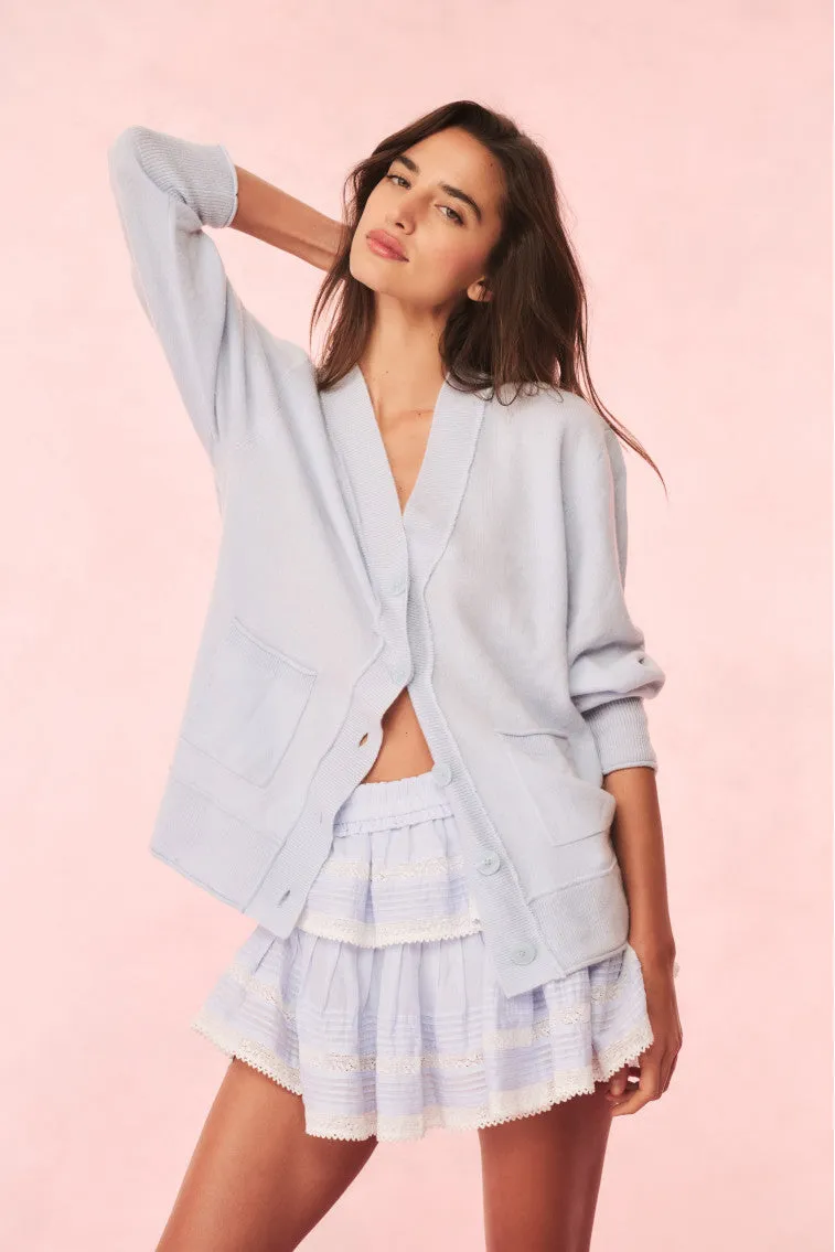 Ruffle Mini Blue Lace-Trimmed Skirt sold by LoveShackFancy product image thumbnail 4