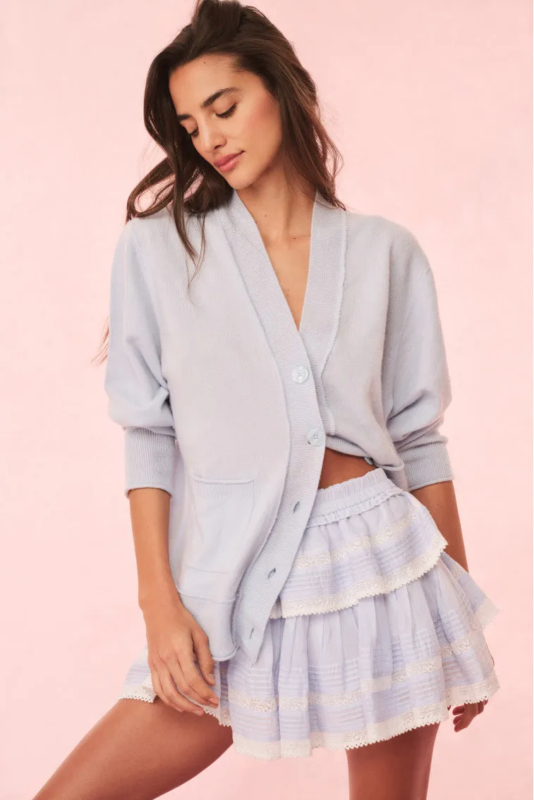 Ruffle Mini Blue Lace-Trimmed Skirt sold by LoveShackFancy product image thumbnail 3