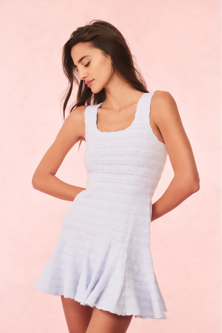 Maryanne Knit Mini Dress - MORNING SKY sold by LoveShackFancy