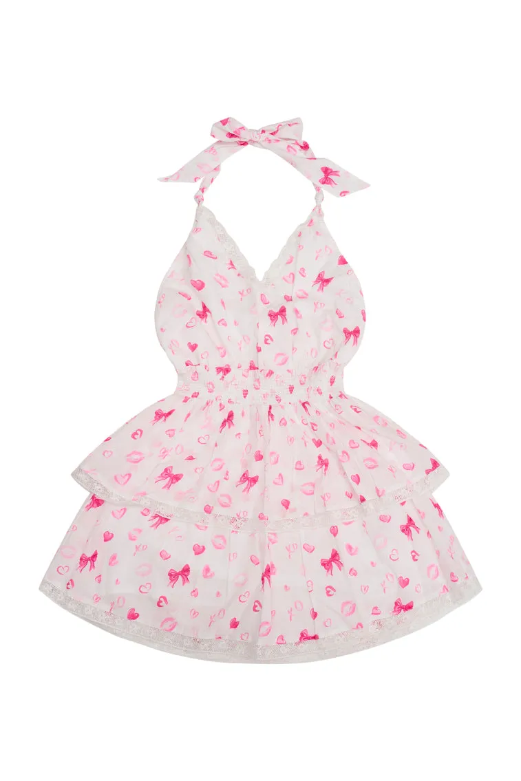 Girls Romille Bow & Kiss Print Halter Dress sold by LoveShackFancy product image thumbnail 5